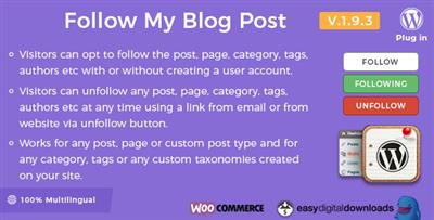 CodeCanyon - Follow My Blog Post v1.9.3 - WordPress Plugin