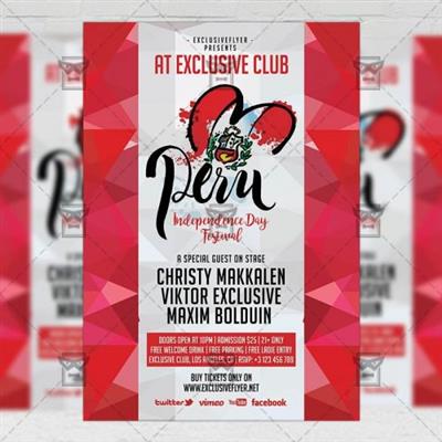 Club A5 Flyer Template - Peruvian Independence Day Festival