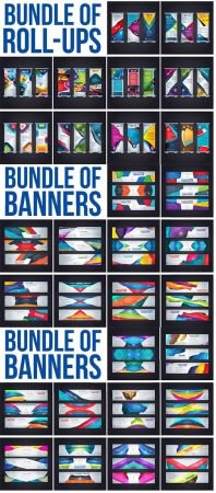 Bundle of banners, roll-ups, brochure vector templates