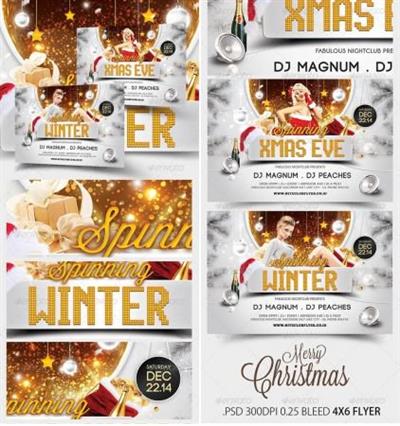 Spinning Winter And Xmas Party Flyer Template 3375133