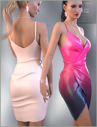 Silk Wrap Dress Outfit for Genesis 3 Female(s)