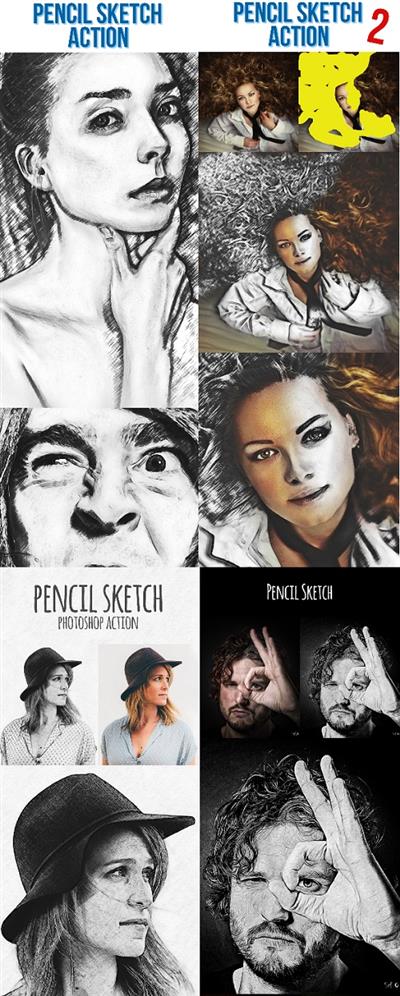 Pencil Sketch Bundle - 4 Photoshop Action - 22103984