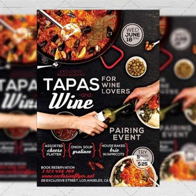 Food A5 Template - Tapas and Wine Flyer