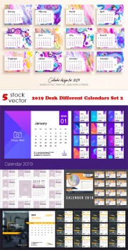 Vectors - 2019 Desk Different Calendars Set 2
