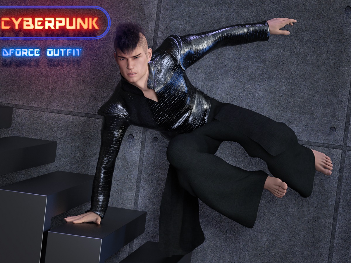dForce CyberPunk Outfit for Genesis 8 Male