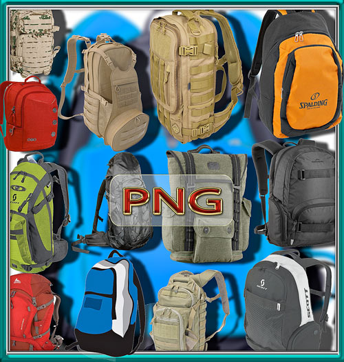 Новые клипарты Png - Яркие рюкзаки