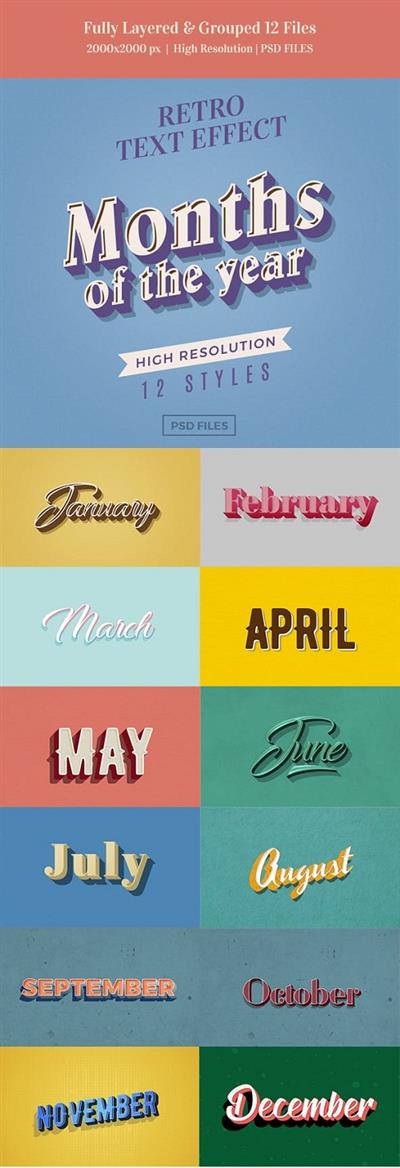 Months of the Year Retro Text Effects - 23086037